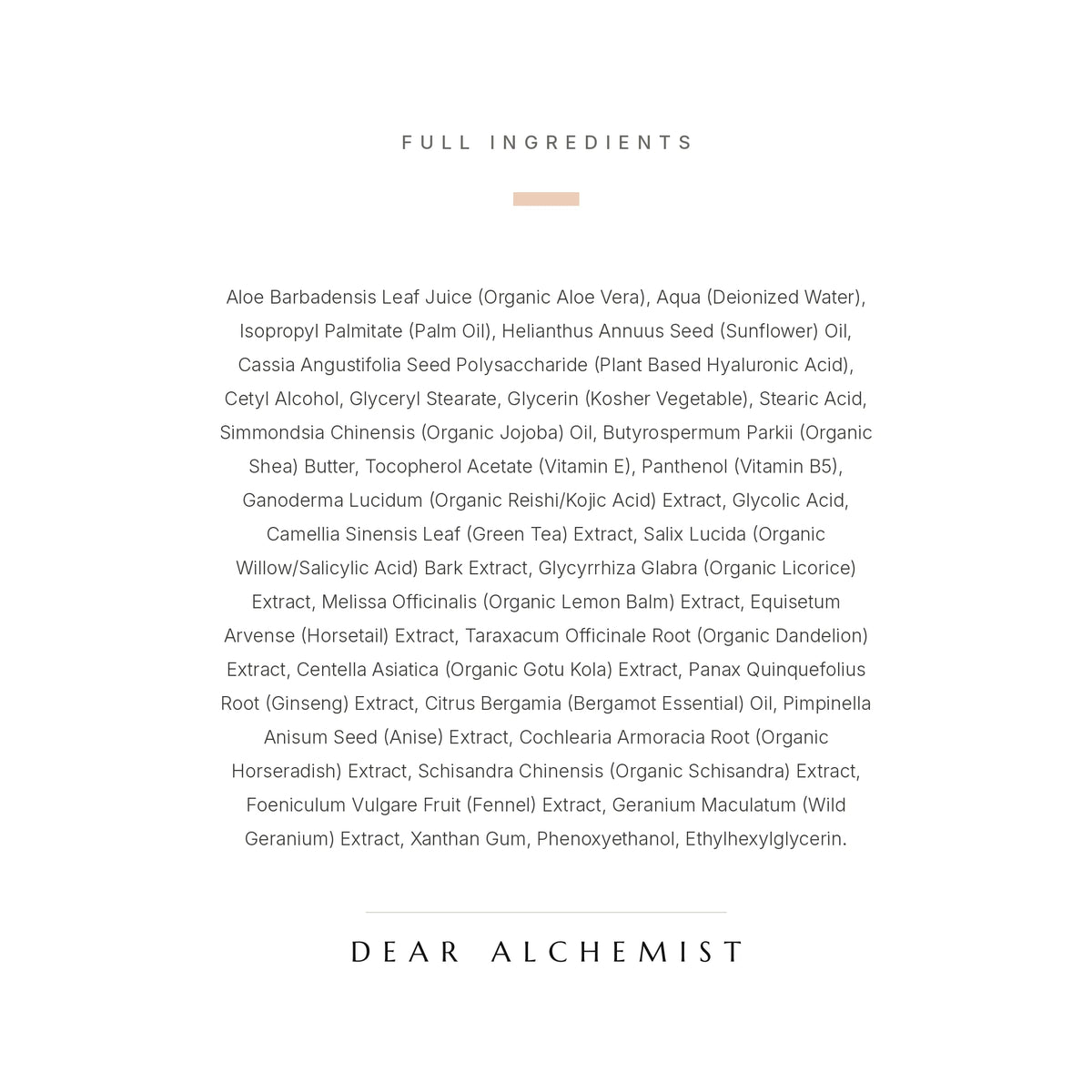 Full ingredient list